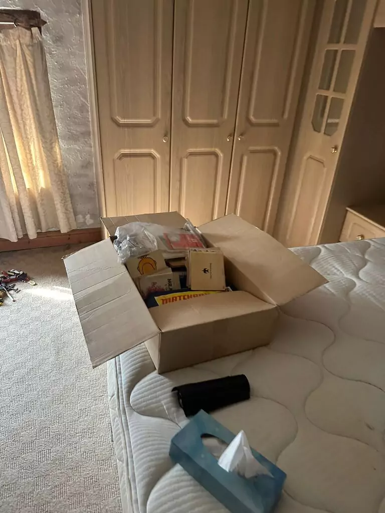 Waste items collected from a house clearance in Wavertree, Liverpool