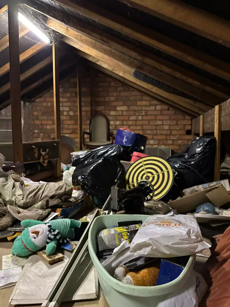 Attic clutter to be removed from a Wirral home in Wallasey on Thursday 8 June 2023